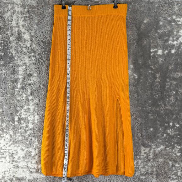 Rag Bone Size L Cotton Blend Maxi Straight Skirt Yellow Casual Pull On - Picture 2 of 8
